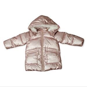 F&F metallic pink puffer coat Size 18-24 months NWOT